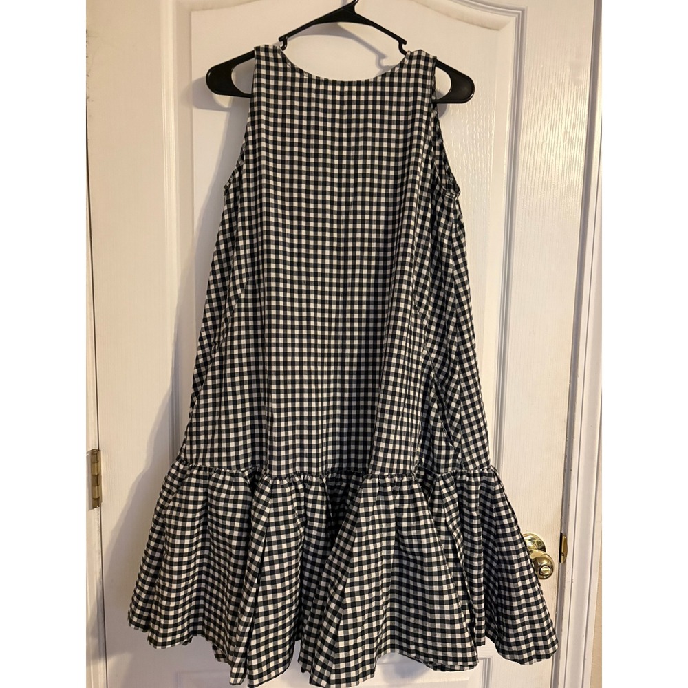 Unlabel Black White Gingham Cotton Sleeveless Ruffle Hem Bow Back Dress Size 14